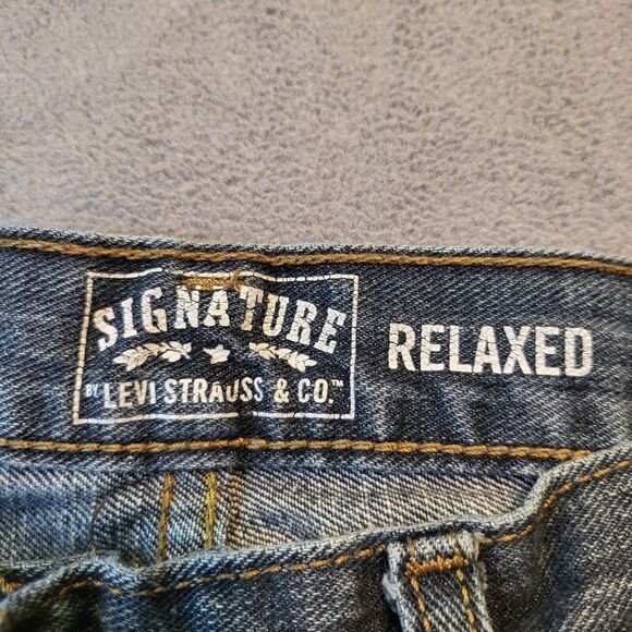 Levis Signature Mens Jeans 32x30 Loose Relaxed Straight Leg Denim Distressed - Picture 3 of 10